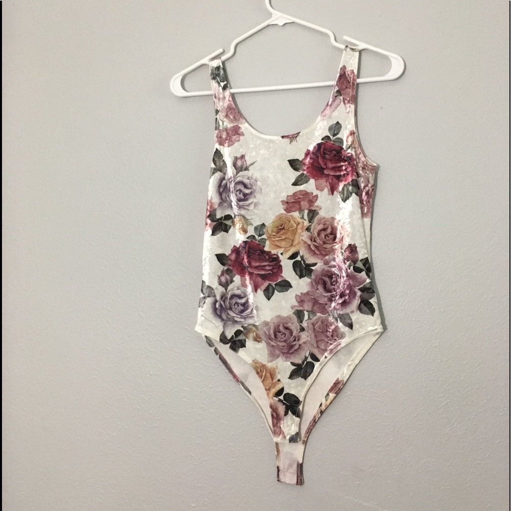 velvet floral bodysuit